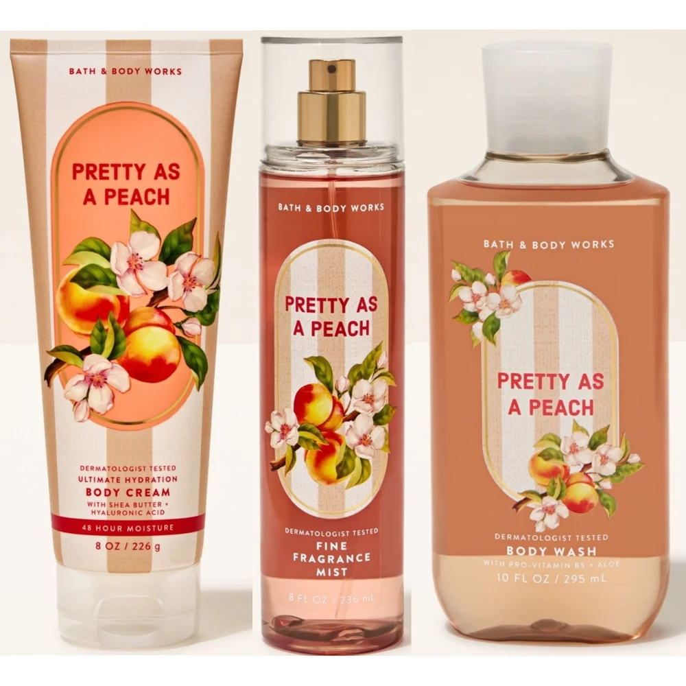 Bath & Body Works Pretty as a Peach 3 Piece Body Care Set New RARE